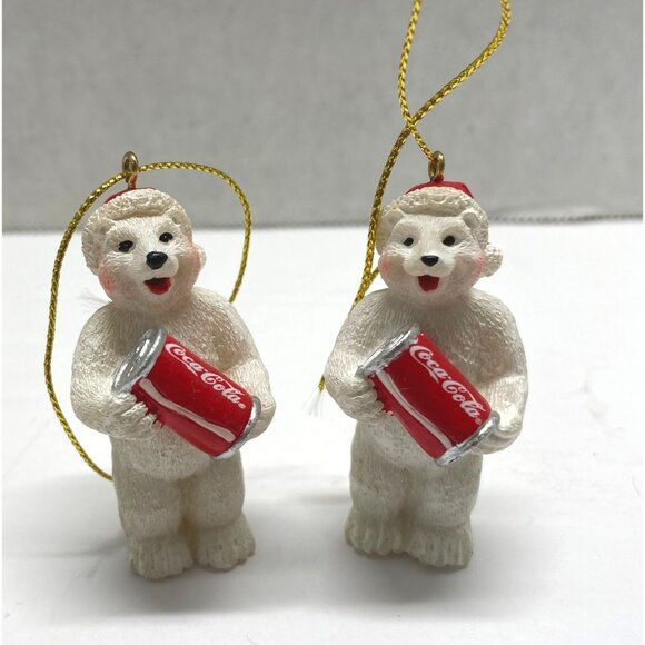 Coca-Cola Polar Bear Christmas Tree Ornament Holding Coke Cans Anthropomorphic - Picture 8 of 8